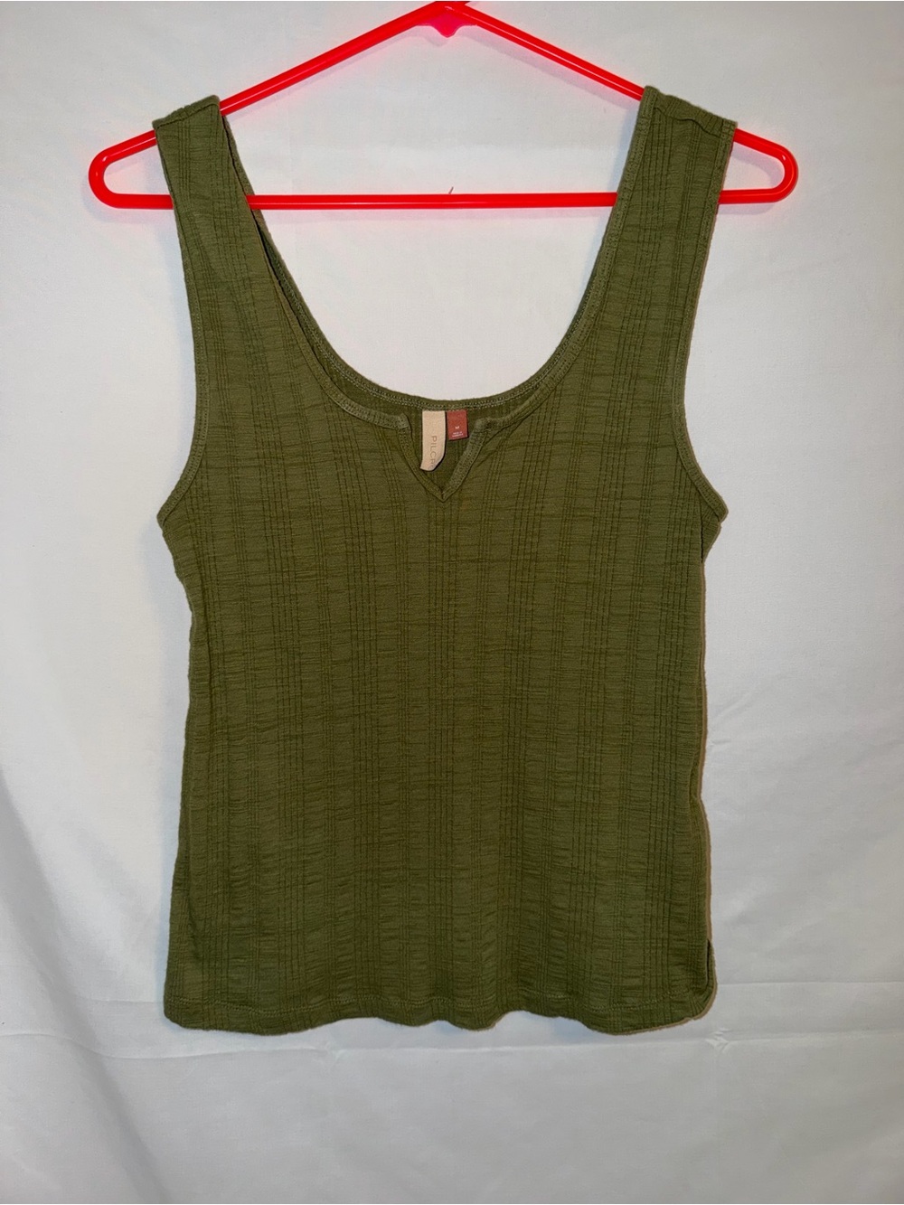 Anthropologie Pilcro Olive Green Textured Tank Top Size M Boho Scoop Neck